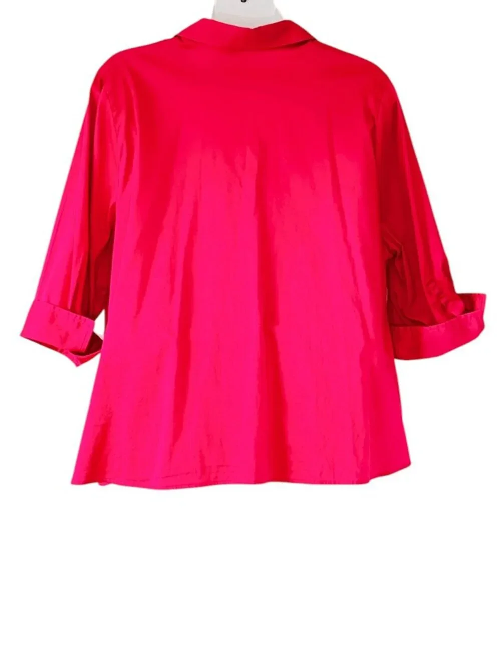 Maggie Barnes for Catherine's Pintuck Yoke Button Front Top Cotton Spandex 3X